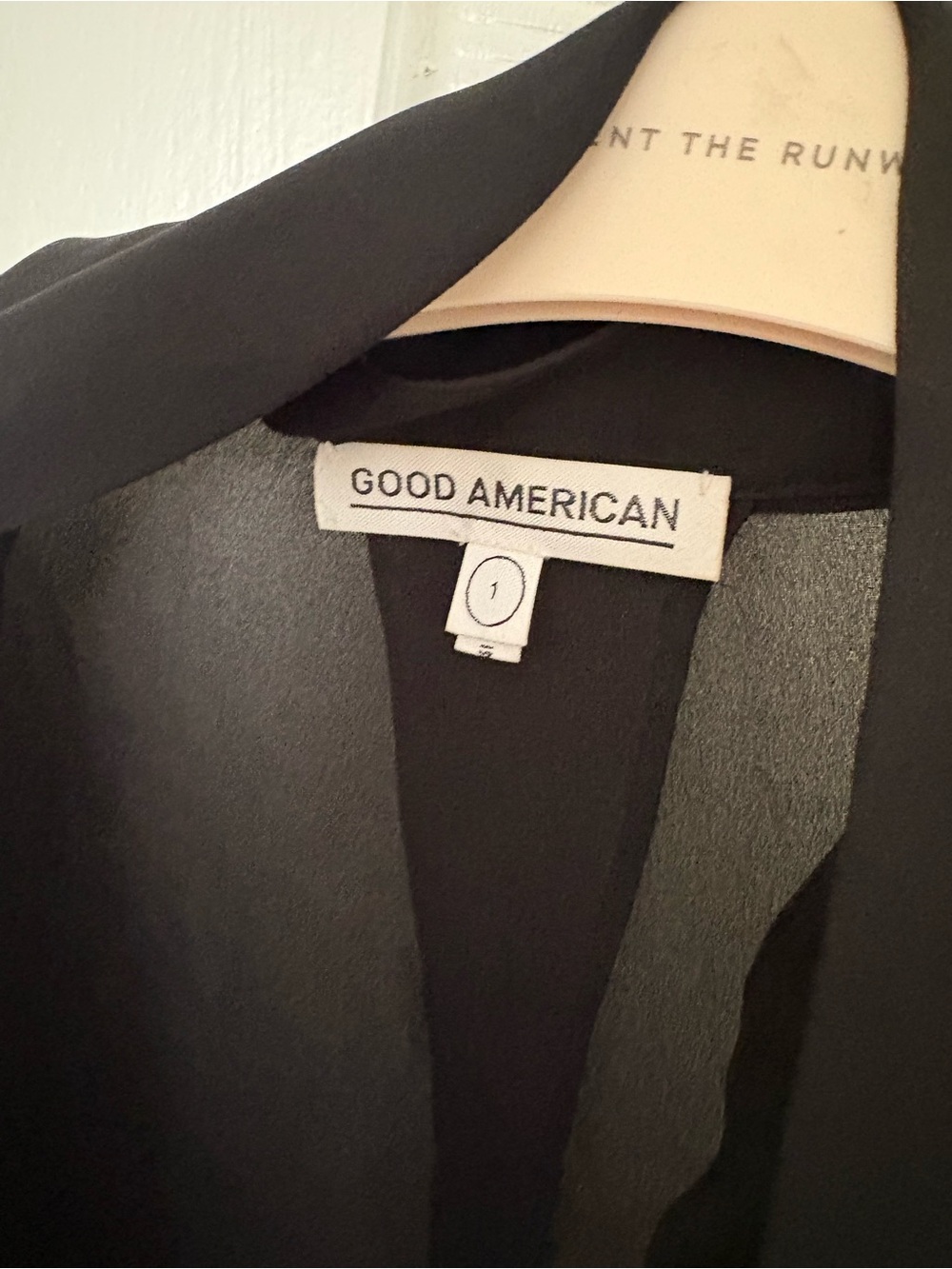 Good American Black Sheer Tie-Neck Blouse - Picture 2 of 2